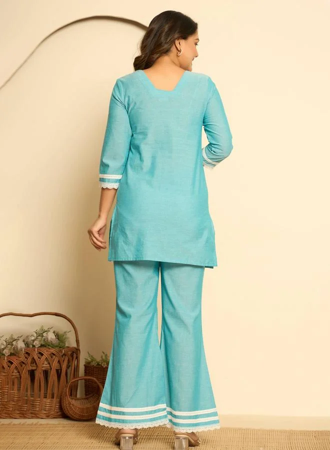 Kasya  Blue Cotton Co-Ord Set for Women | Best Price UAE